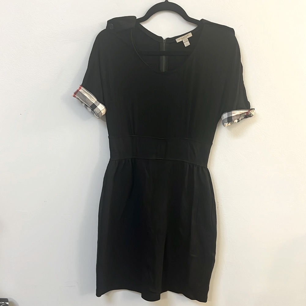 Burberry Black Dress with Plaid Accents